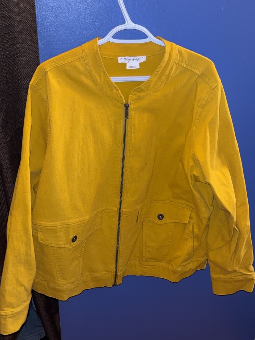 Women's Mustard Yellow Zip-Front Jacket